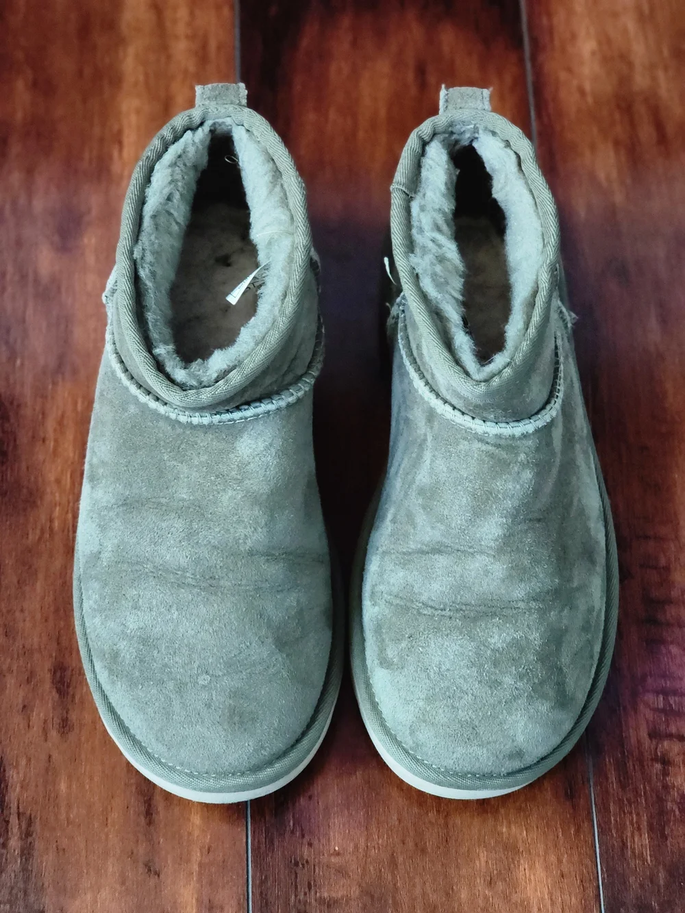 UGG Classic Ultra Mini Boots Moss Green Suede Sheepskin Women's US 7 EU 38